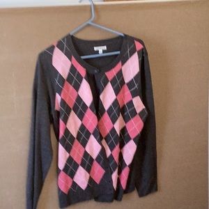 Argyle cardigan. Lightweight.